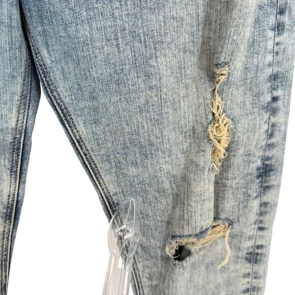 Express Jeans Y2K Acid Wash Distressed Denim Jeans Slim Leg High Rise Size 4 - Picture 5 of 15